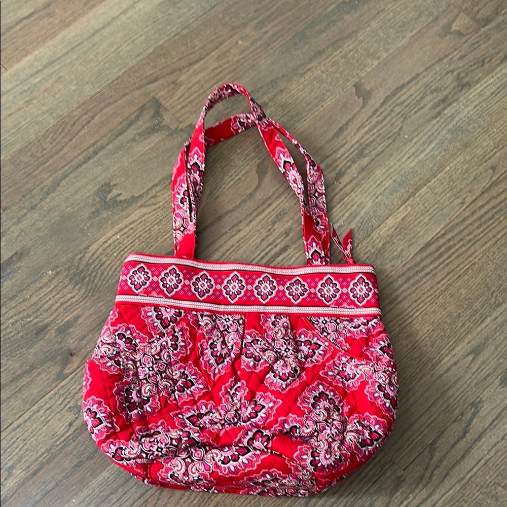 Vera Bradley Red and Black Paisley Shoulder Bag